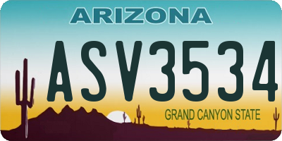 AZ license plate ASV3534