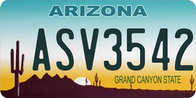 AZ license plate ASV3542