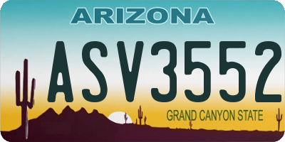 AZ license plate ASV3552