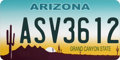 AZ license plate ASV3612