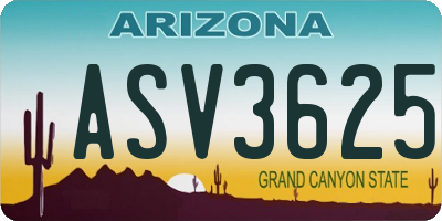 AZ license plate ASV3625