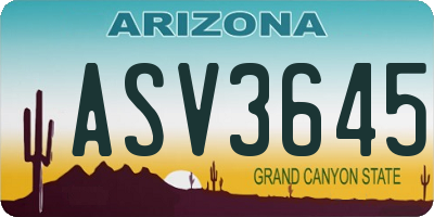 AZ license plate ASV3645