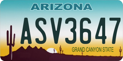 AZ license plate ASV3647