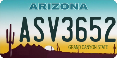 AZ license plate ASV3652