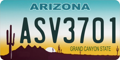 AZ license plate ASV3701