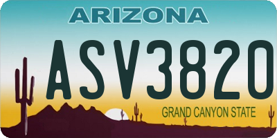 AZ license plate ASV3820
