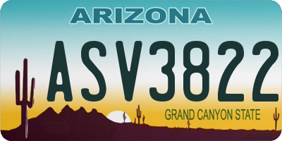 AZ license plate ASV3822