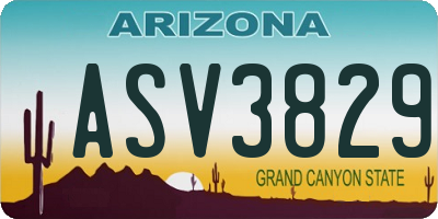 AZ license plate ASV3829
