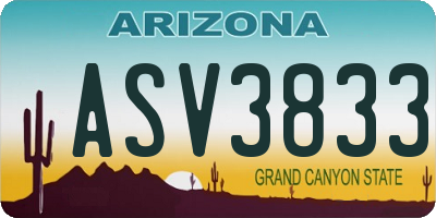 AZ license plate ASV3833