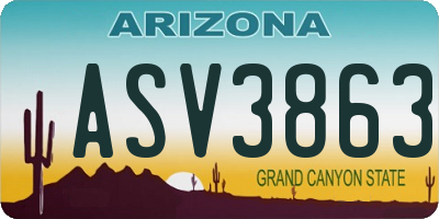 AZ license plate ASV3863