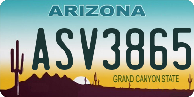 AZ license plate ASV3865