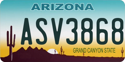 AZ license plate ASV3868