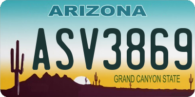 AZ license plate ASV3869