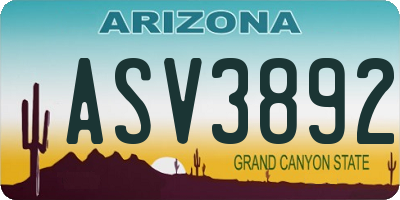 AZ license plate ASV3892