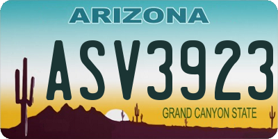 AZ license plate ASV3923