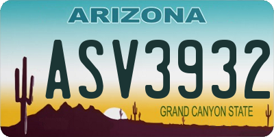 AZ license plate ASV3932