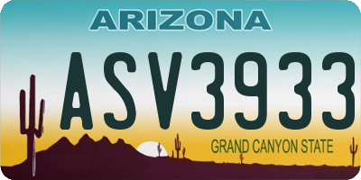 AZ license plate ASV3933