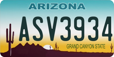 AZ license plate ASV3934