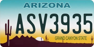 AZ license plate ASV3935