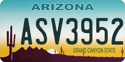 AZ license plate ASV3952