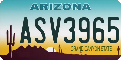 AZ license plate ASV3965