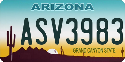 AZ license plate ASV3983