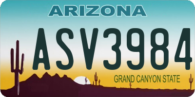 AZ license plate ASV3984