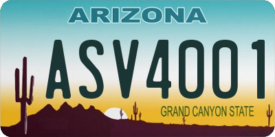 AZ license plate ASV4001