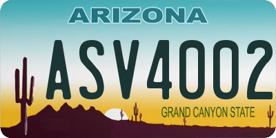 AZ license plate ASV4002