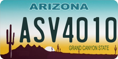 AZ license plate ASV4010