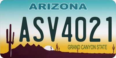 AZ license plate ASV4021