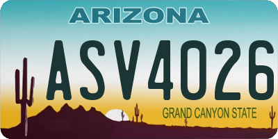 AZ license plate ASV4026