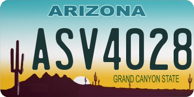 AZ license plate ASV4028