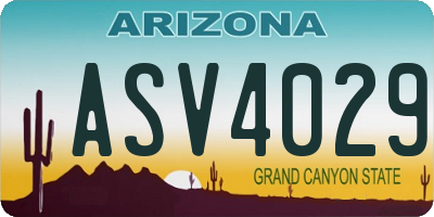 AZ license plate ASV4029
