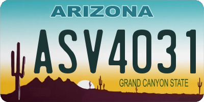 AZ license plate ASV4031