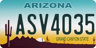 AZ license plate ASV4035