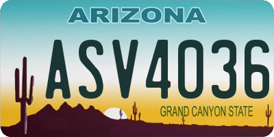 AZ license plate ASV4036