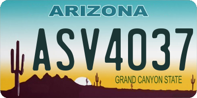 AZ license plate ASV4037