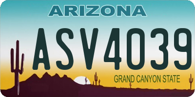 AZ license plate ASV4039