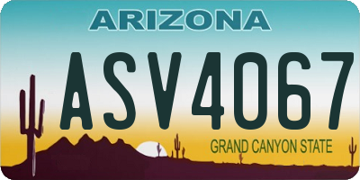 AZ license plate ASV4067