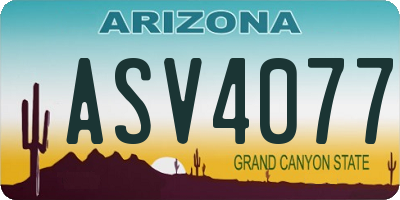 AZ license plate ASV4077