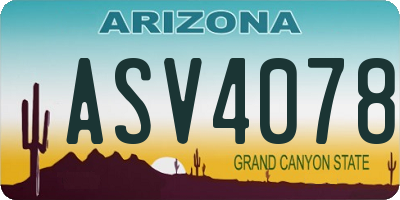 AZ license plate ASV4078