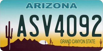 AZ license plate ASV4092