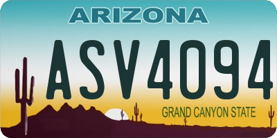 AZ license plate ASV4094