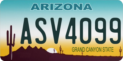 AZ license plate ASV4099