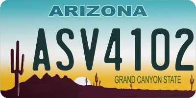 AZ license plate ASV4102