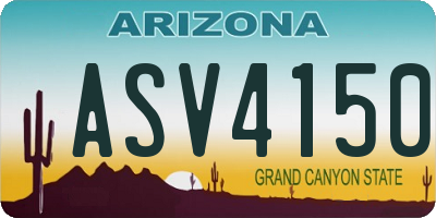 AZ license plate ASV4150