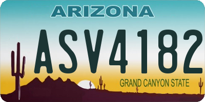 AZ license plate ASV4182