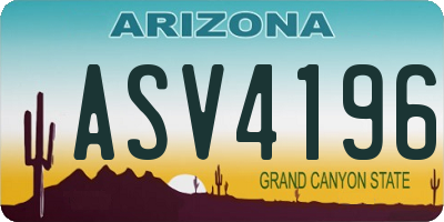 AZ license plate ASV4196