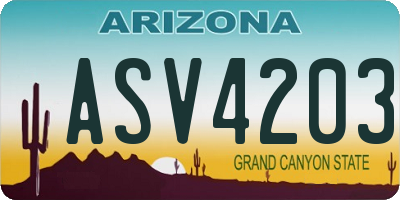 AZ license plate ASV4203